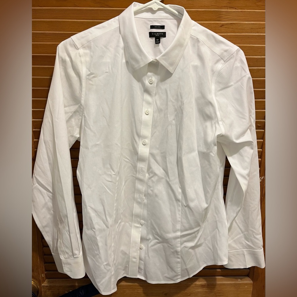 Talbots White Button Up Collared Blouse 10p